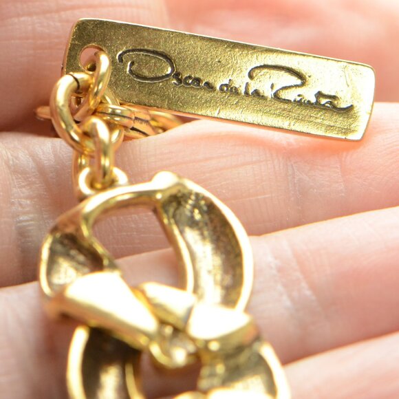 Oscar de la Renta Enamel & Crystal Bold Link Necklace - Picture 5 of 6